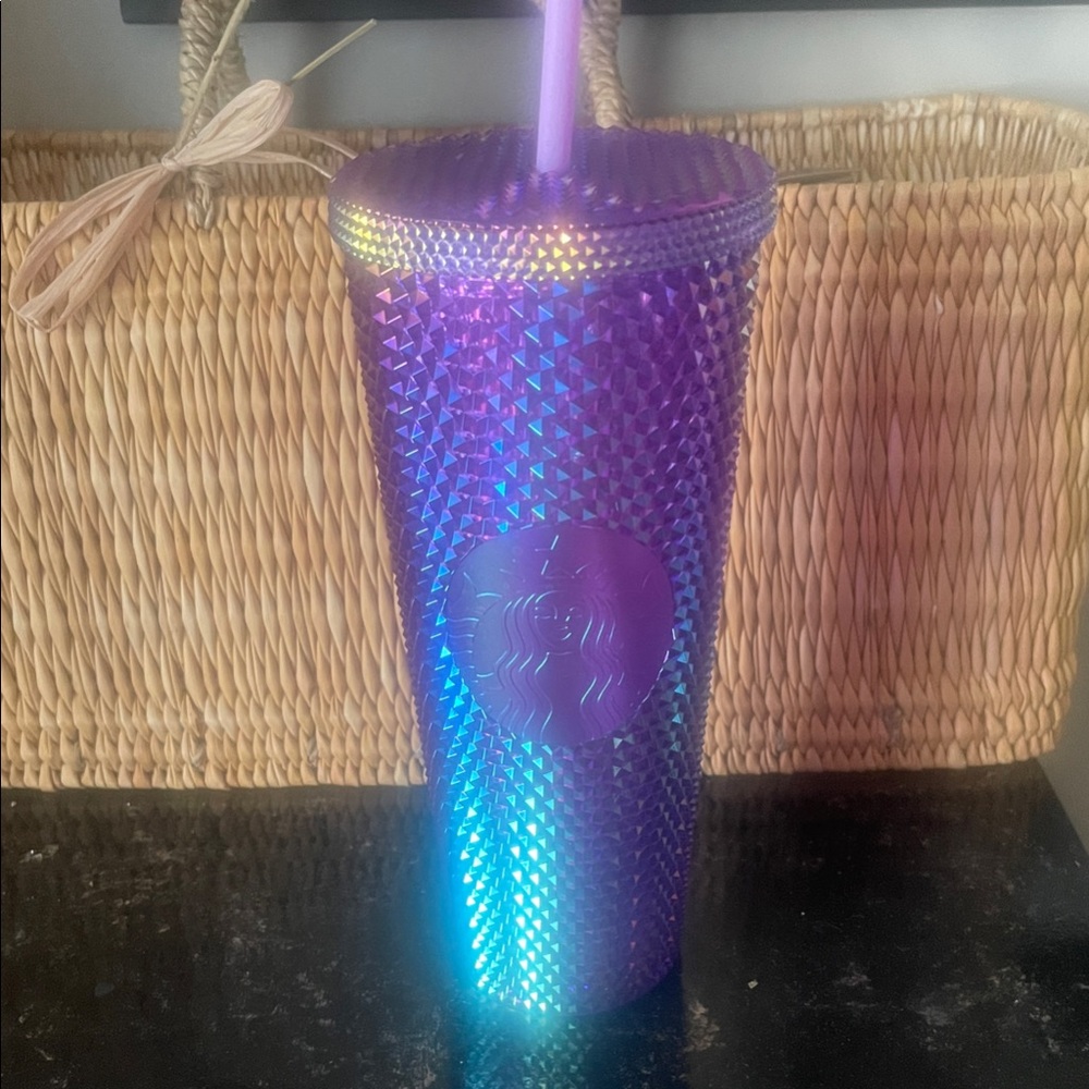 NWT Purple Iridescent Tumbler with Straw